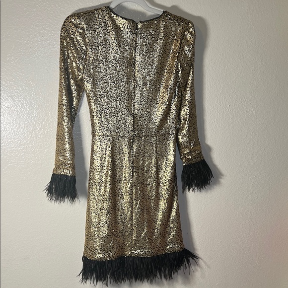 Tadashi Shoji Gold Sequin Long Sleeve Dress - Picture 2 of 10